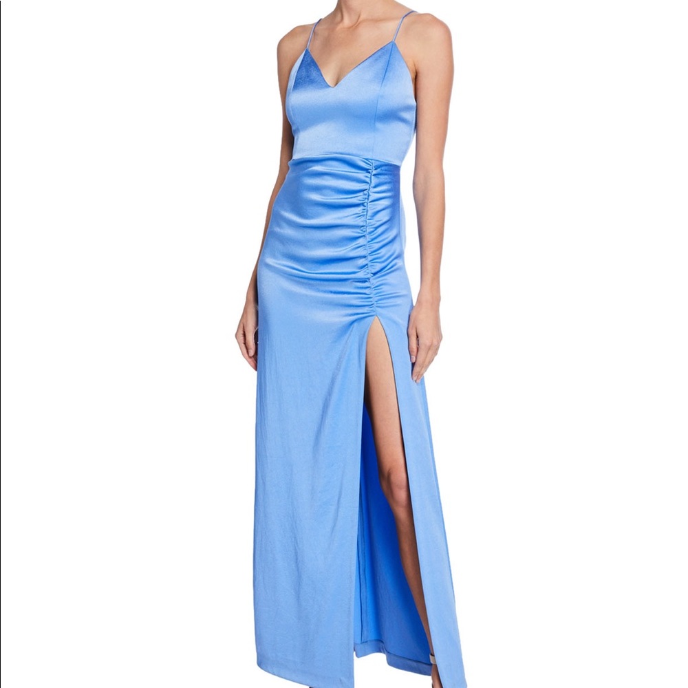 alice + olivia diana high slit maxi dress